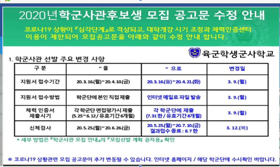 2020 학군사관후보생(ROTC) 모집합니다.   1